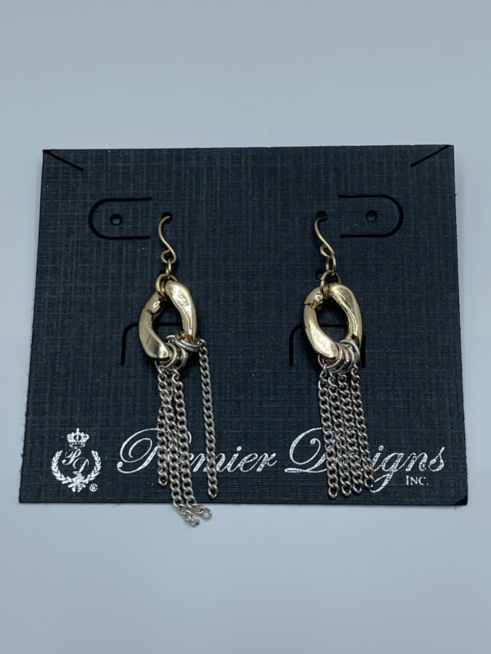 Premier Designs Gold Silver Chain Fringe Dangle Earrings Bold